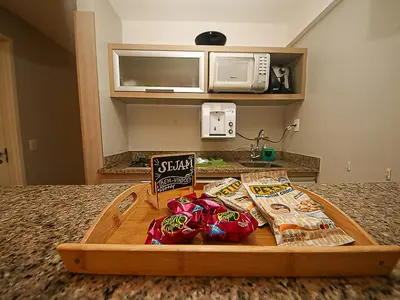A cozinha ou kitchenette de Flat Hotel Mercure Vista Mar