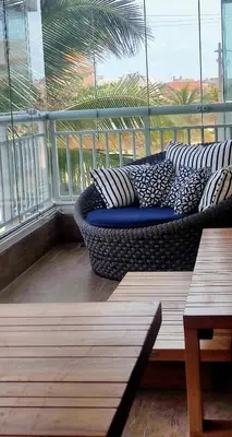 Uma área de estar em Apto Vista Mar alto padrão Paraíso das Dunas