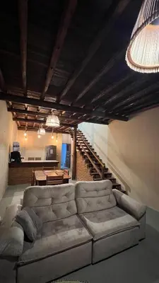 Uma área de estar em Apartamento Beira Mar Preá