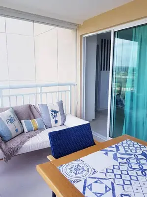 Uma cama ou camas num quarto em Ap 3 suítes Nascente Golfville Resort próx Beach Park