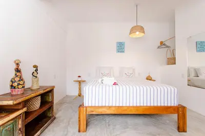 Uma cama ou camas num quarto em Casa na Praia Preá - Casa Inteira