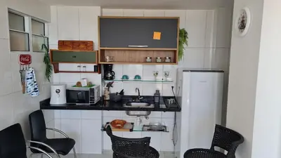 A cozinha ou kitchenette de Apart vista para o mar da Praia de Iracema