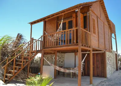 Uma varanda ou terraço em Chalet Paraiso Canoa na praia - Canoa Quebrada