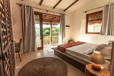 Uma cama ou camas num quarto em Casa Norte Preá - BELÍSSIMA casa com piscina privativa e no melhor lugar do Preá!