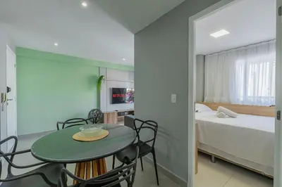 Uma cama ou camas num quarto em My Way #127 - Quádruplo em Meireles por Carpediem