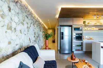 A cozinha ou kitchenette de Apartamento de Luxo Beira Mar - Praia do Cumbuco