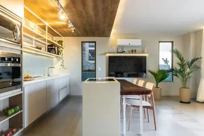 A cozinha ou kitchenette de Apartamento de Luxo Beira Mar - Praia do Cumbuco