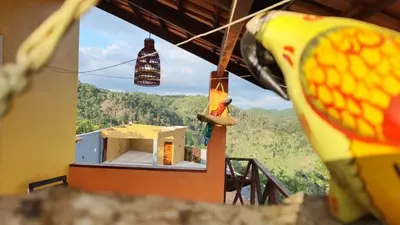Uma vista geral da montanha ou uma vista da montanha a partir da casa de férias
