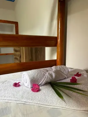 Uma cama ou camas num quarto em Pousada Imperio dos Bambus