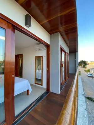 Uma varanda ou terraço em Villa Palmeira Flecheiras 202