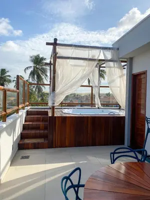 Uma varanda ou terraço em Villa Palmeira Flecheiras 202