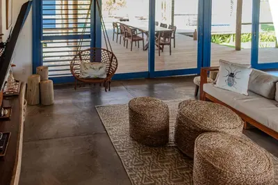 Uma área de estar em Casa de Praia Perfeita