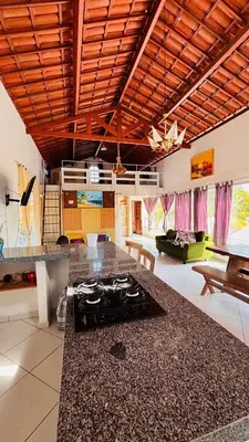 Uma área de estar em Loft Rústico com Vista Para a Piscina