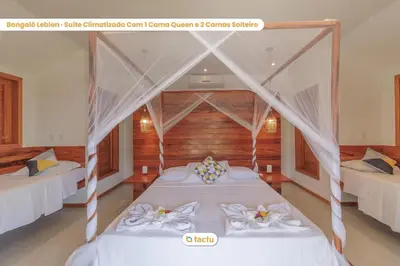 Uma cama ou camas num quarto em Oca Carioca Fortim em Condomínio c/ Serviço
