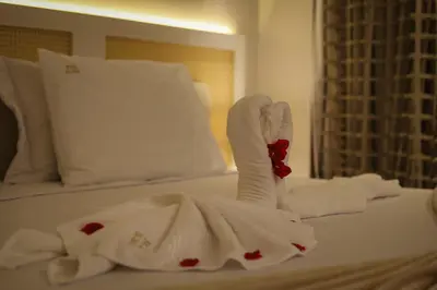 Uma cama ou camas num quarto em Bangalô Cobertura 4 suítes capacidade 14 pessoas