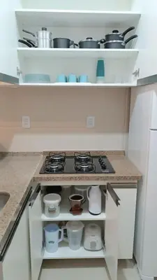 A cozinha ou kitchenette de Flat Malua - Apartamento Pé Na Areia Com Vista Mar Taíba-CE