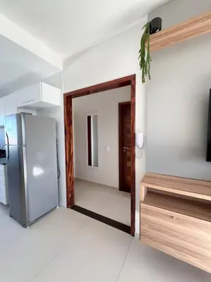 A cozinha ou kitchenette de Flat Canoa Quebrada com Terraço