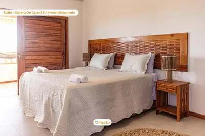 Uma cama ou camas num quarto em Casa Canoé Fortim Piscina de Luxo em Condomínio