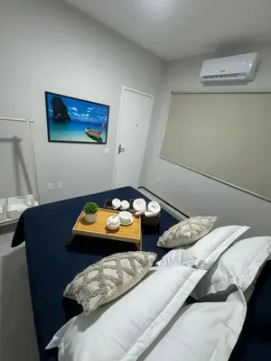 Uma cama ou camas num quarto em Studio 208 Praia de Iracema