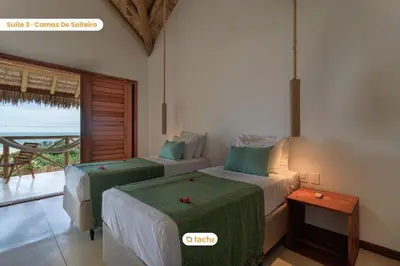 Uma cama ou camas num quarto em Casa KitePirosca, quartos com vista mar em Fortim
