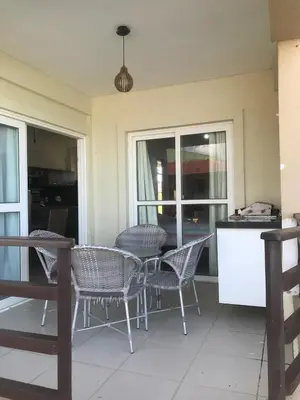 Uma varanda ou terraço em Apartamento pé na areia na Taiba