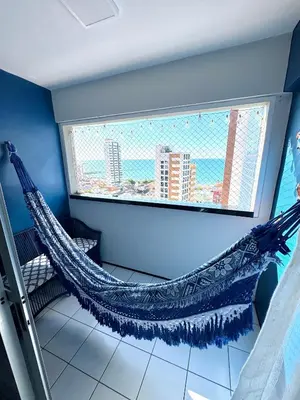 Uma varanda ou terraço em Apartamento Casa Praiana - 200m do mar, com vista