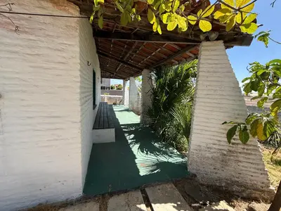 Um jardim no exterior de Linda casa Taiba