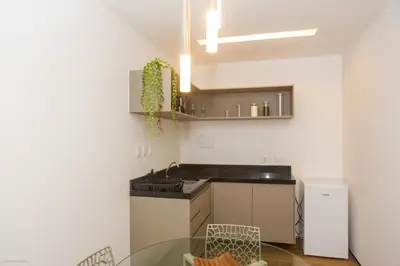 A cozinha ou kitchenette de Flat Moderno e Elegante na Beira Mar de Fortaleza