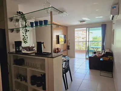 A cozinha ou kitchenette de Apartamento Porto Beach a 200m do Beach Park