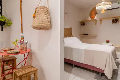 Uma cama ou camas num quarto em Chalé dos Ventos Preá - CE