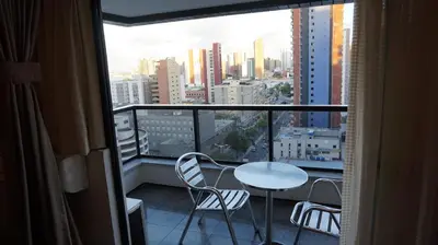 Uma varanda ou terraço em Via Venetto Flat - no melhor bairro de Fortaleza