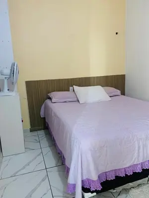 Uma cama ou camas num quarto em Ap beachfuturo420