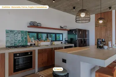 A cozinha ou kitchenette de Vila Juriti: Frente Mar com piscina no Fortim