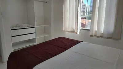 Uma cama ou camas num quarto em Lindo apto 6 hóspedes Meireles pertinho da Beira Mar