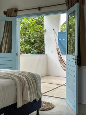 Uma cama ou camas num quarto em Vento do Ceará -Kitesurfing House- Preá