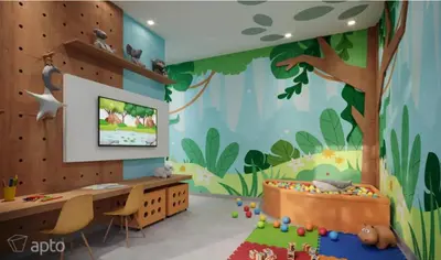 Uma televisão e/ou sistema de entretenimento em Apartamento por temporada