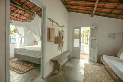 Uma cama ou camas num quarto em Barrinha dos Ventos Barrinha de Baixo Ceara Quartos Casas Kitesurf