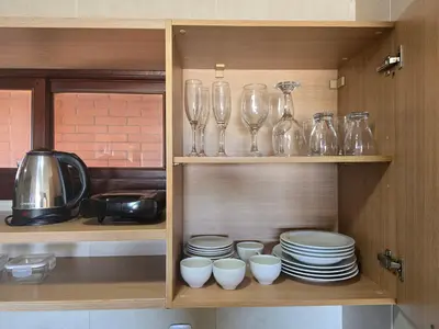 A cozinha ou kitchenette de Beachfront Apartamento 424A Kariri Beach for 2 persons