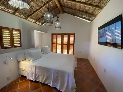 Uma cama ou camas num quarto em chambre Annick