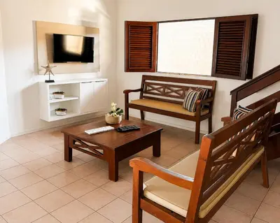 Uma televisão e/ou sistema de entretenimento em Casa Porto das Dunas