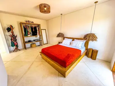 Uma cama ou camas num quarto em Mar Alado Preá, 200m from sea