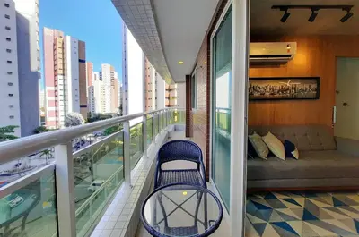 Uma varanda ou terraço em Luxuoso e Moderno Studio One Milenio no Cocó