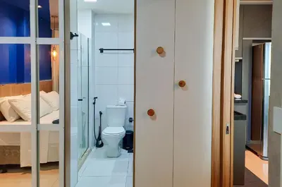 Uma casa de banho em Luxuoso e Moderno Studio One Milenio no Cocó