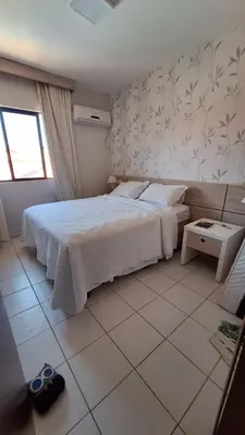 Uma cama ou camas num quarto em Apt moderno Porto das Dunas
