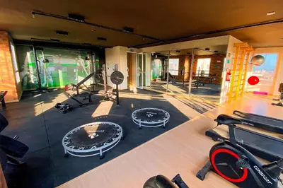 O centro de fitness e/ou as comodidades de fitness de Mirante Clube #1403 - Vista Mar por Carpediem