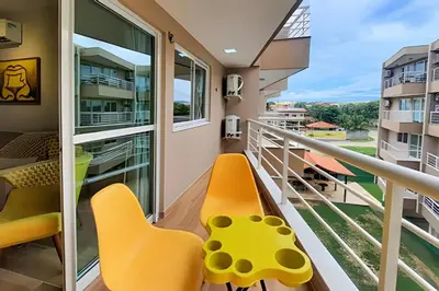 Uma varanda ou terraço em BP207 - Apartamento novo e arejado no Cumbuco com Wi-Fi por Will Stay