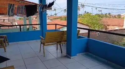 Uma varanda ou terraço em Kitnet 150m da praia