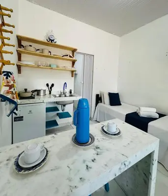Uma área de estar em Suite Santorini Jericoacoara