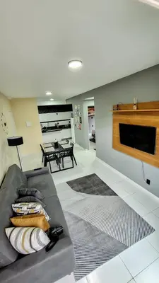 A cozinha ou kitchenette de Mar e Aconchego próx ao Beach Parck e FioCruz