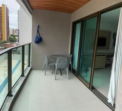 Uma varanda ou terraço em Beach Class Meireles Condominium